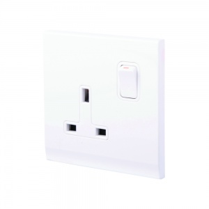 Simplicity 13A DP Single Plug Socket with Switch White